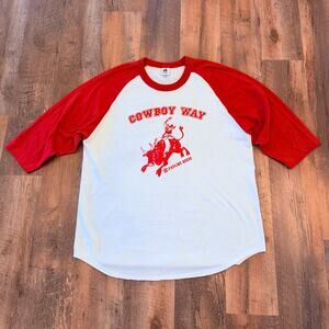 Badger Sport Cowboy Way Autographed Pauline Reese Baseball Tee Men’s L